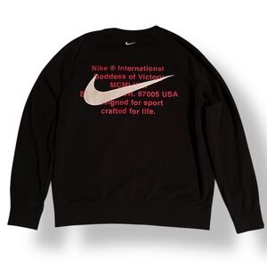 Nike Black Crewneck Sweatshirt Size Large Graphic Swoosh Double Logo
